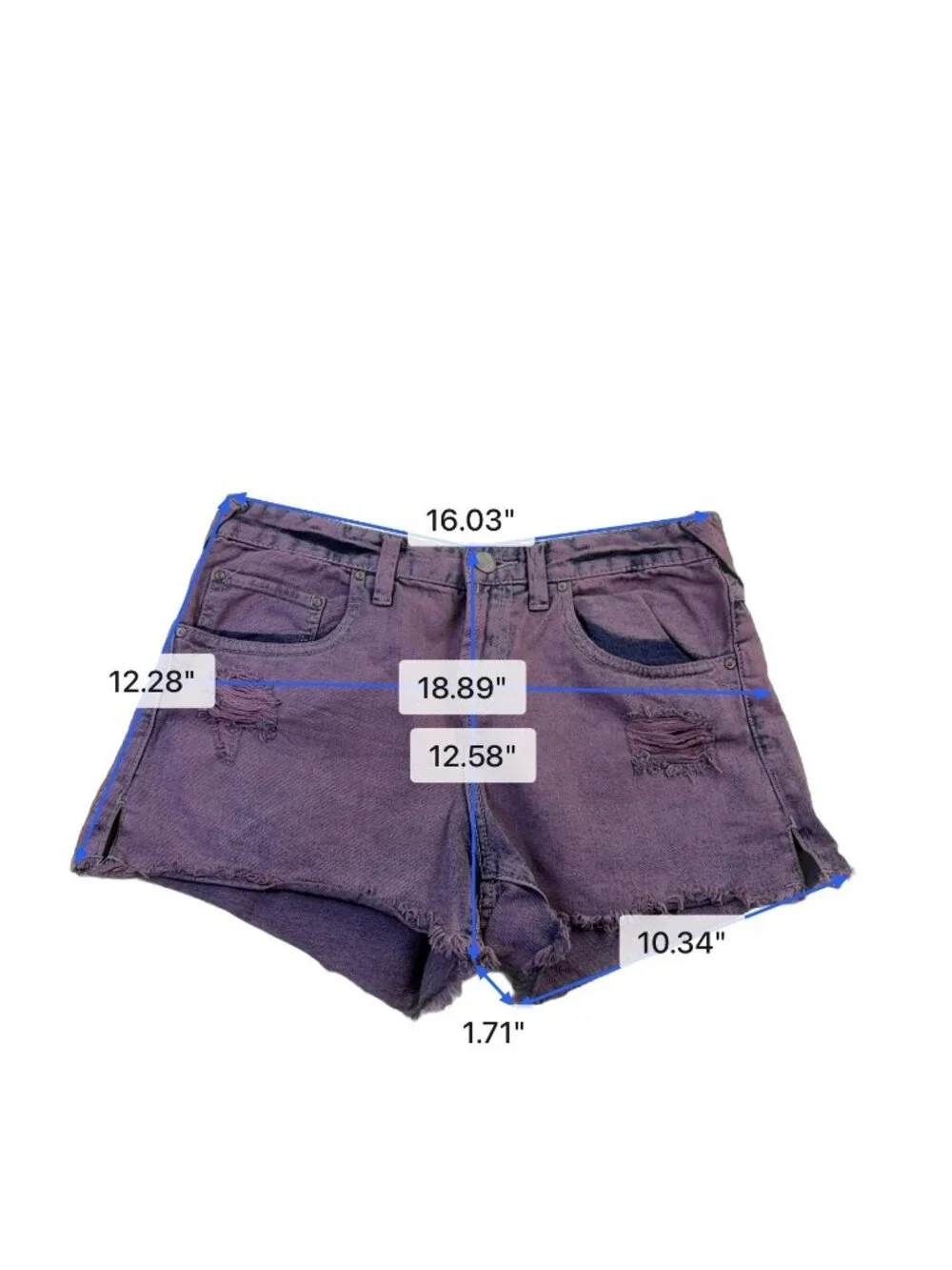 Free People Womens Purple Cotton Distressed Frayed Hem Denim Shorts W29